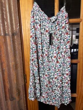 Speechless White Maxi Skirt with Red, Pink & Teal Floral Print